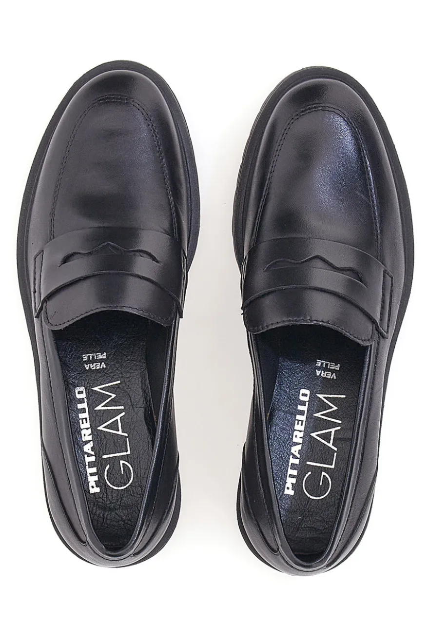 Mocassino nero con suola carrarmato Pittarello glam 842120
