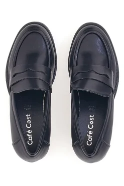 Mocassino nero con tacco a blocco CAFE' COST H6913214
