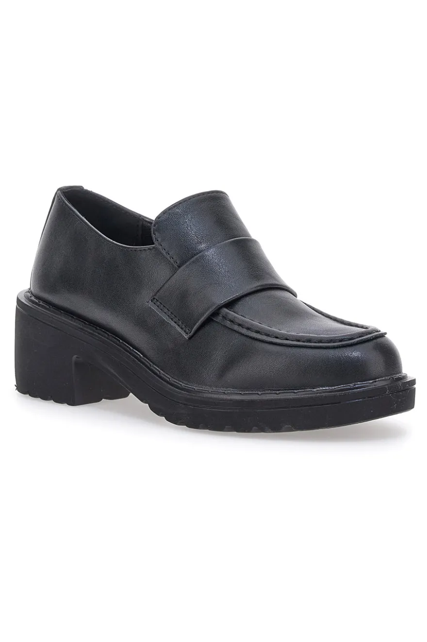 Mocassino Nero con Tacco Galia 2200115