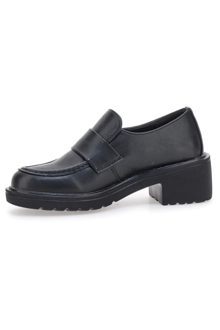 Mocassino Nero con Tacco Galia 2200115