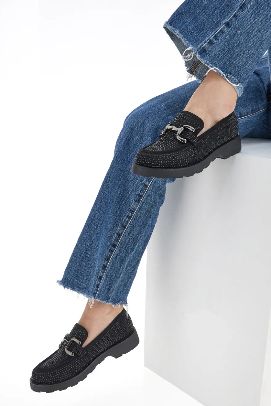 Mocassino Pittarello Glam 1101 Nero con Strass