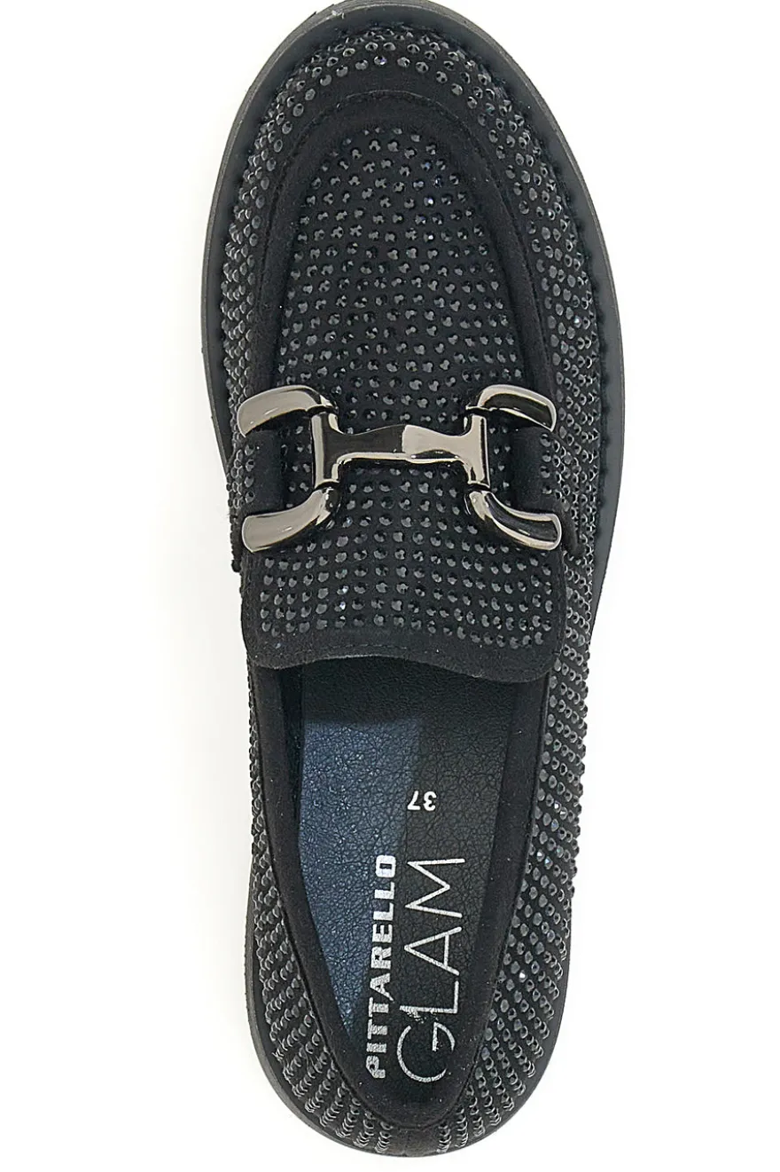 Mocassino Pittarello Glam 1101 Nero con Strass