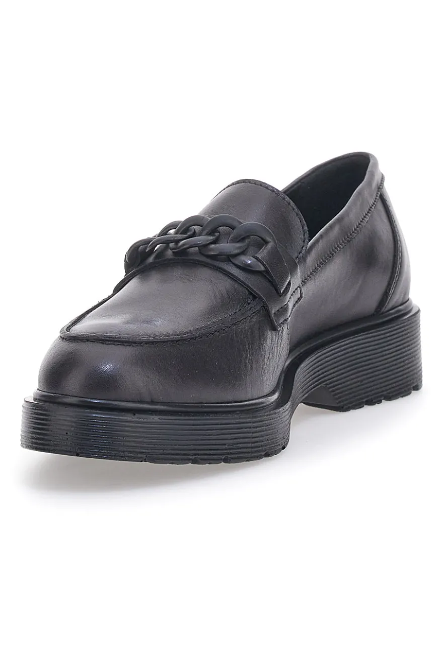 Mocassino Vera Pelle Nero Mio Tempo 243371