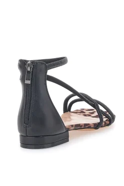 Mon Dieu 696 – Flache Sandalen mit schwarzem Band und Animalprint