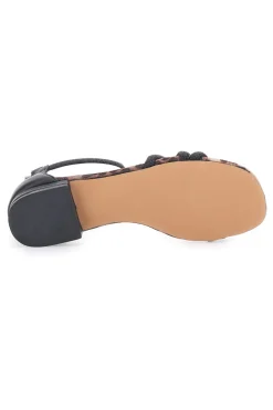 Mon Dieu 696 – Flache Sandalen mit schwarzem Band und Animalprint