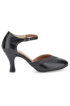 Mon dieu 111 schwarze Tanzschuhe mit Riemchen und Ledersohle