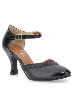 Mon dieu 111 schwarze Tanzschuhe mit Riemchen und Ledersohle