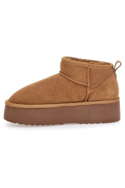 Mon Dieu L1250 – Stiefeletten mit Plateausohle und Wildledereffekt in Kamelbraun