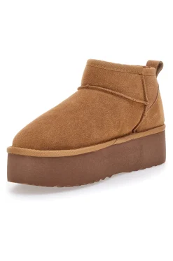 Mon Dieu L1250 – Stiefeletten mit Plateausohle und Wildledereffekt in Kamelbraun