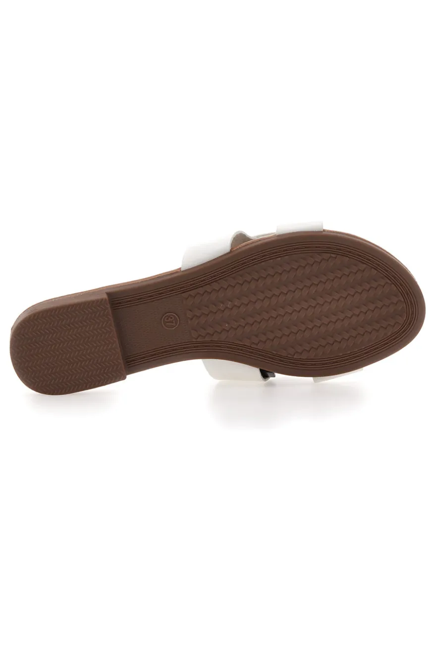 Mon Dieu PREA1310 Elegante weiße Damen-Slipper mit Golddetail