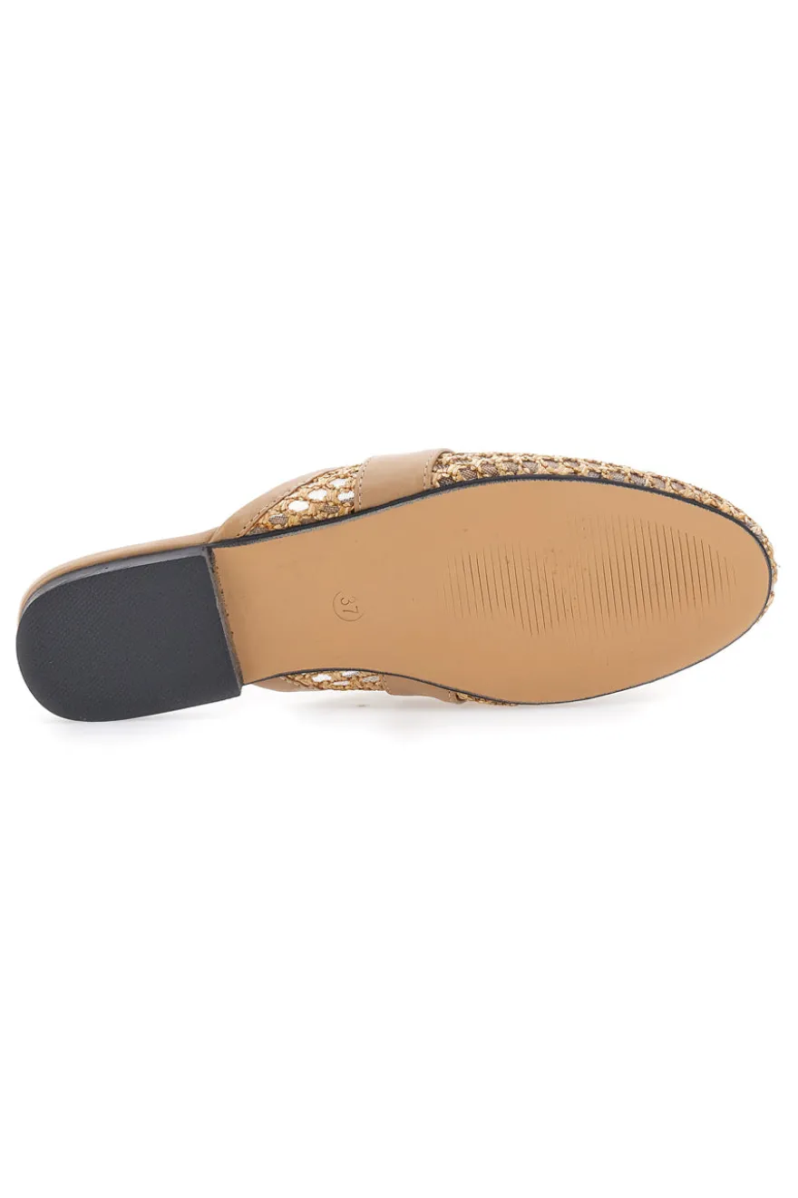 Mule beige con morsetto dorato Le Havre Paris LLY27