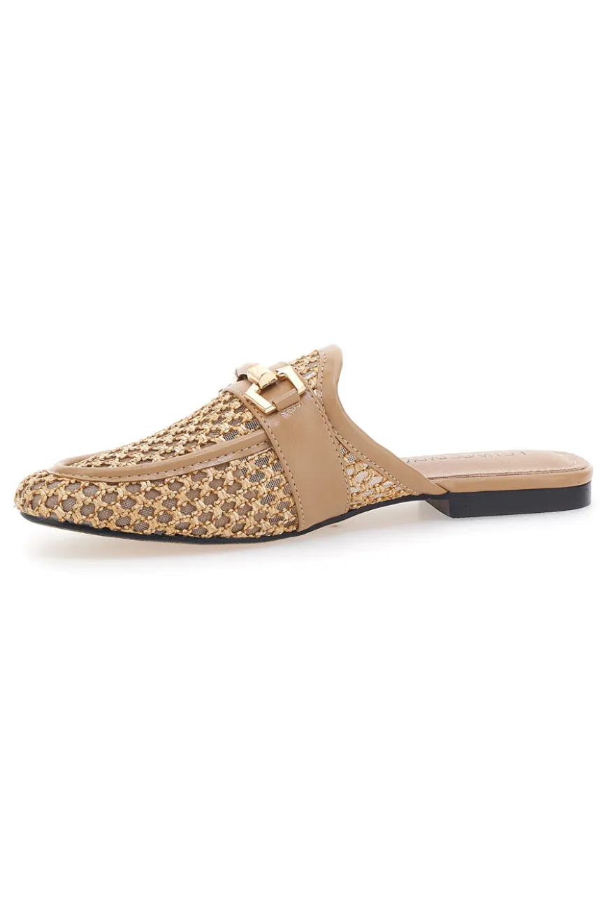 Mule beige con morsetto dorato Le Havre Paris LLY27
