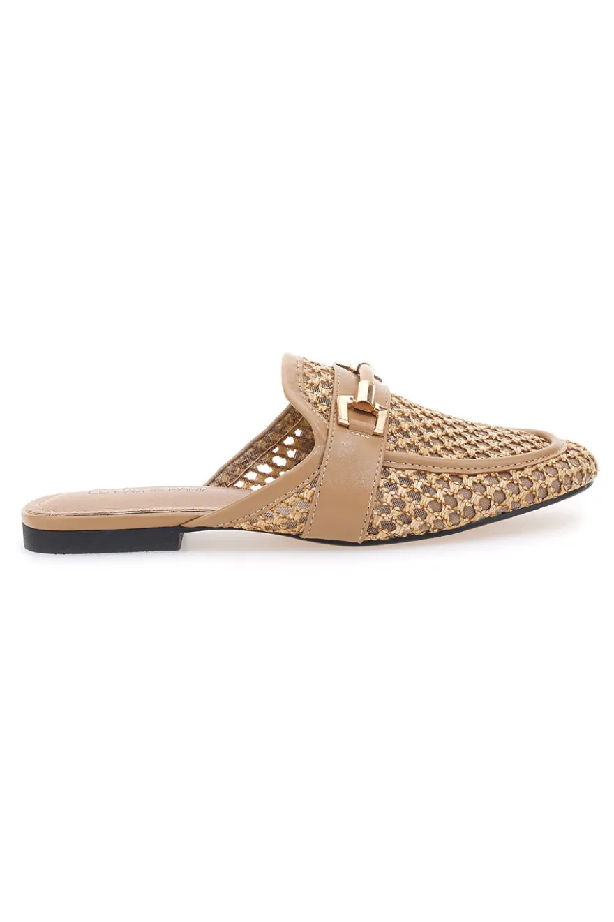 Mule beige con morsetto dorato Le Havre Paris LLY27