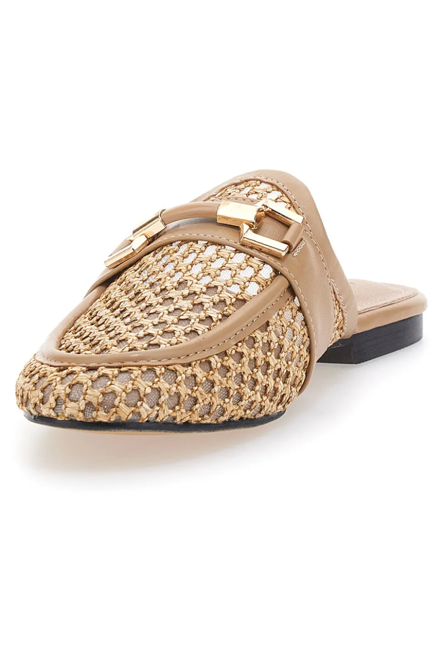 Mule beige con morsetto dorato Le Havre Paris LLY27