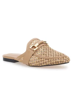 Mule beige con morsetto dorato Le Havre Paris LLY27