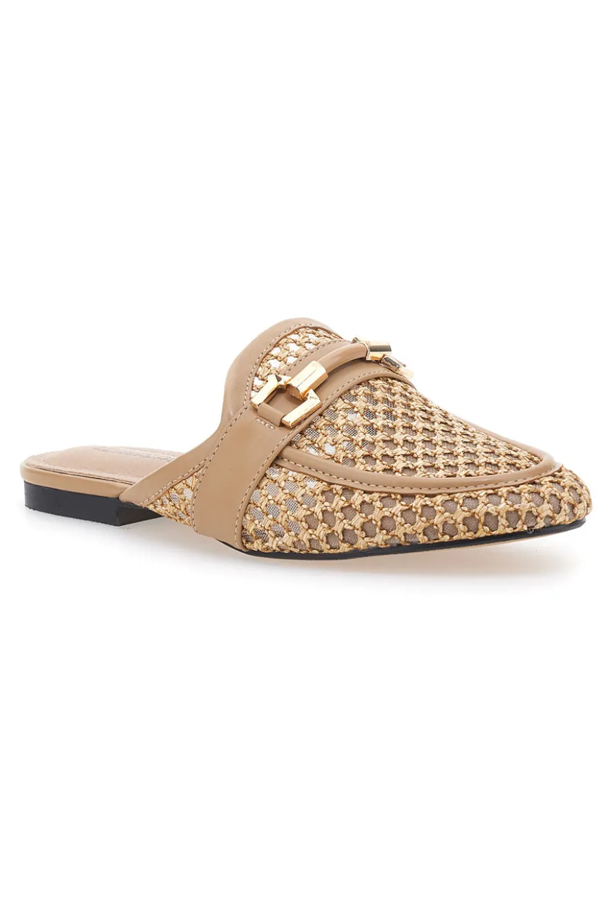 Mule beige con morsetto dorato Le Havre Paris LLY27