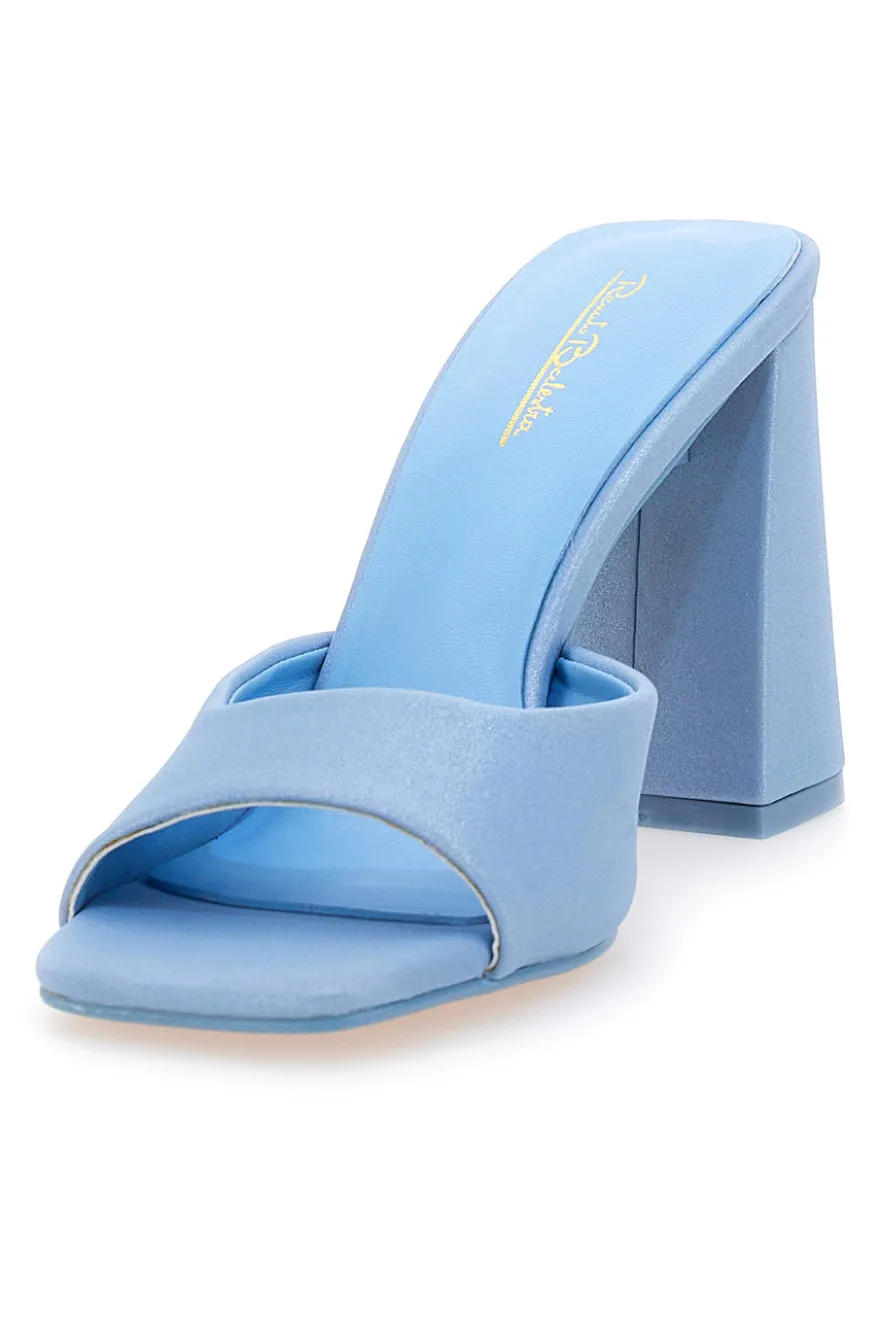 Mule con tacco largo azzurro Renato Balestra 67305