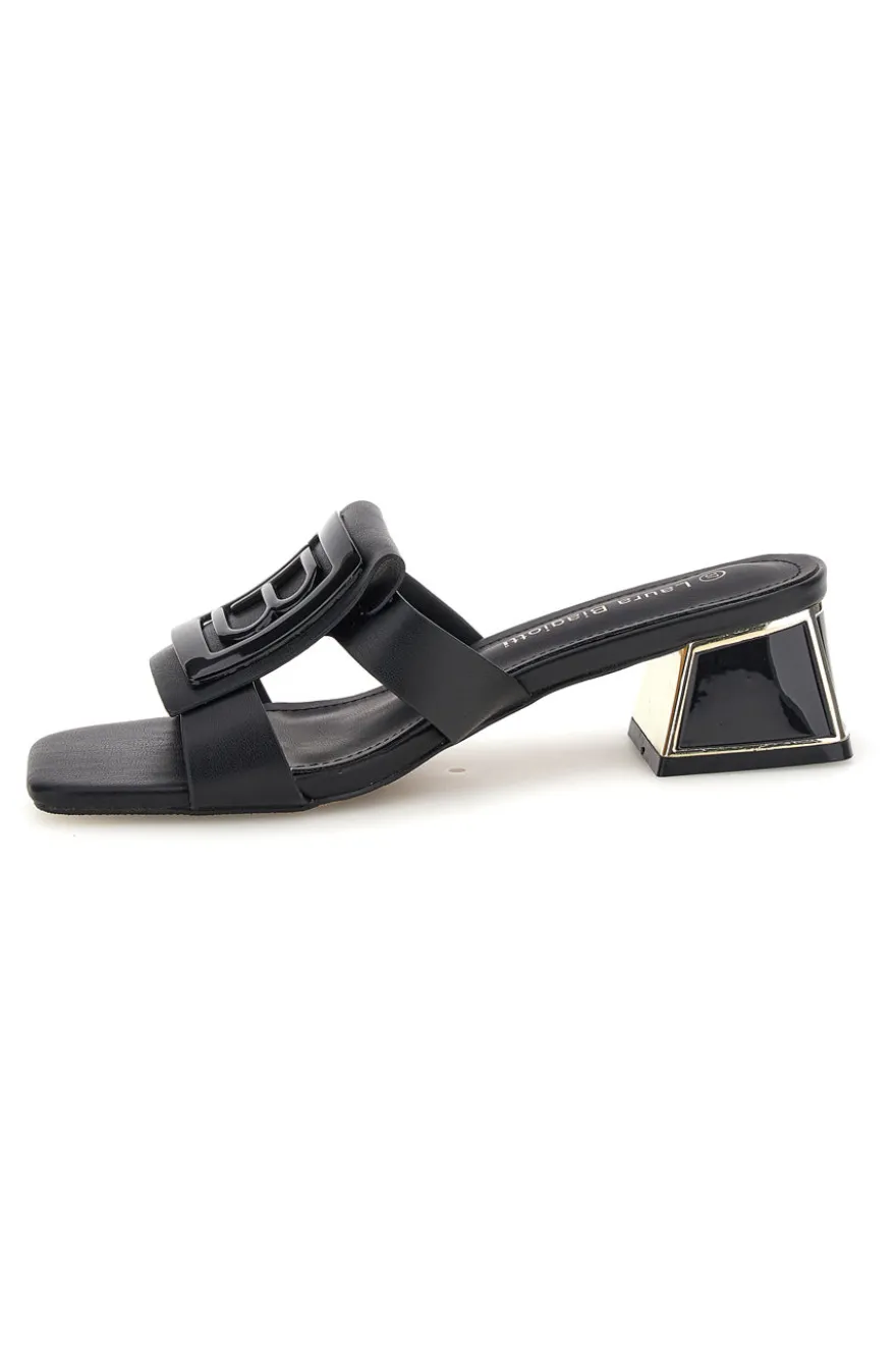 Mules nere con tacco basso e fascia decorativa Laura biagiotti 9730