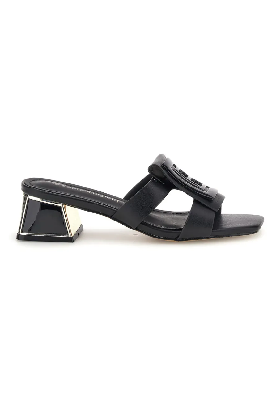 Mules nere con tacco basso e fascia decorativa Laura biagiotti 9730