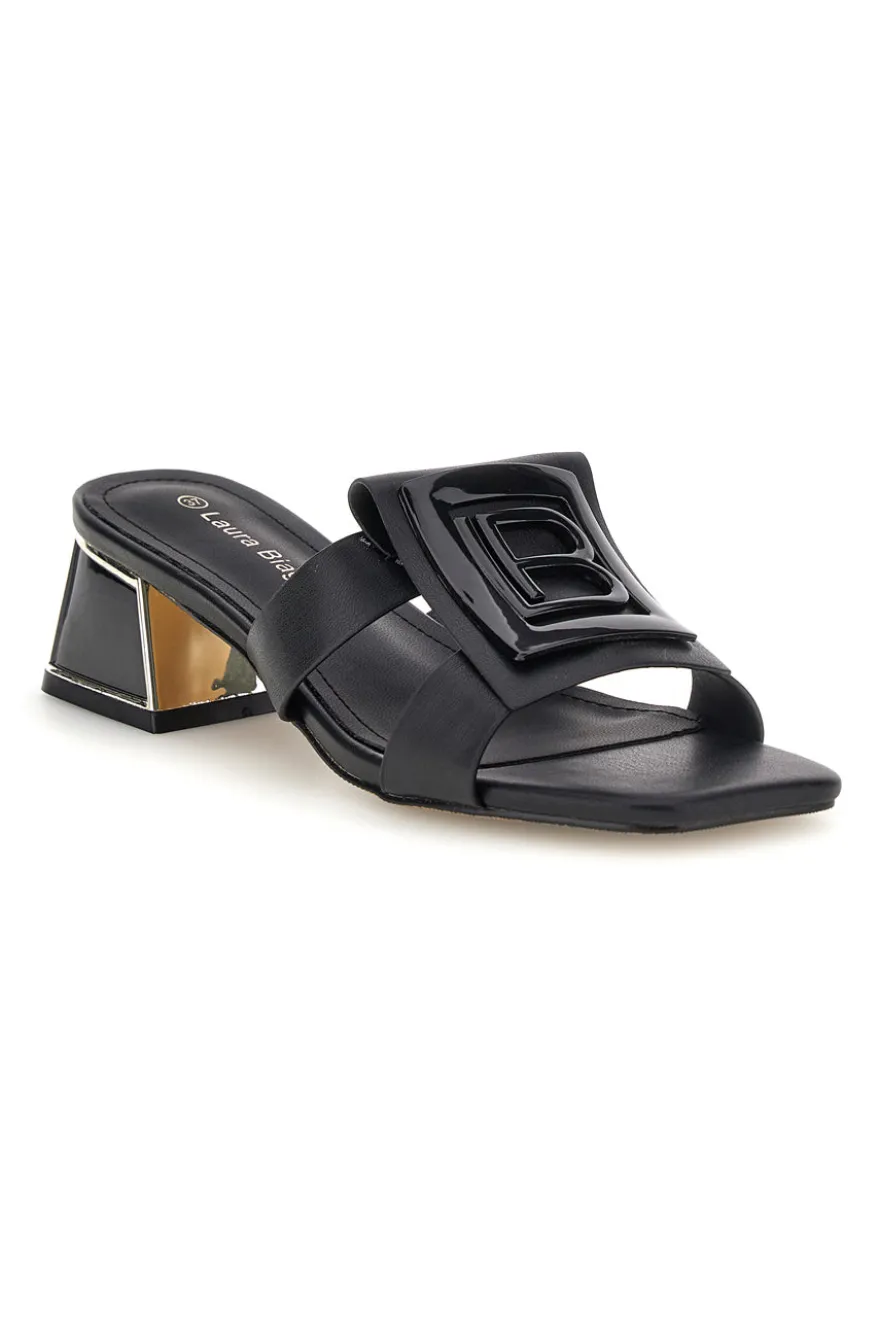 Mules nere con tacco basso e fascia decorativa Laura biagiotti 9730