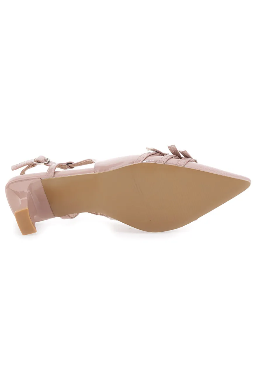 Nude Lack-Effekt Slingback-Pumps mit mittlerem Absatz LE HAVRE PARIS CMJ2405314