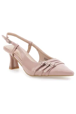 Nude Lack-Effekt Slingback-Pumps mit mittlerem Absatz LE HAVRE PARIS CMJ2405314
