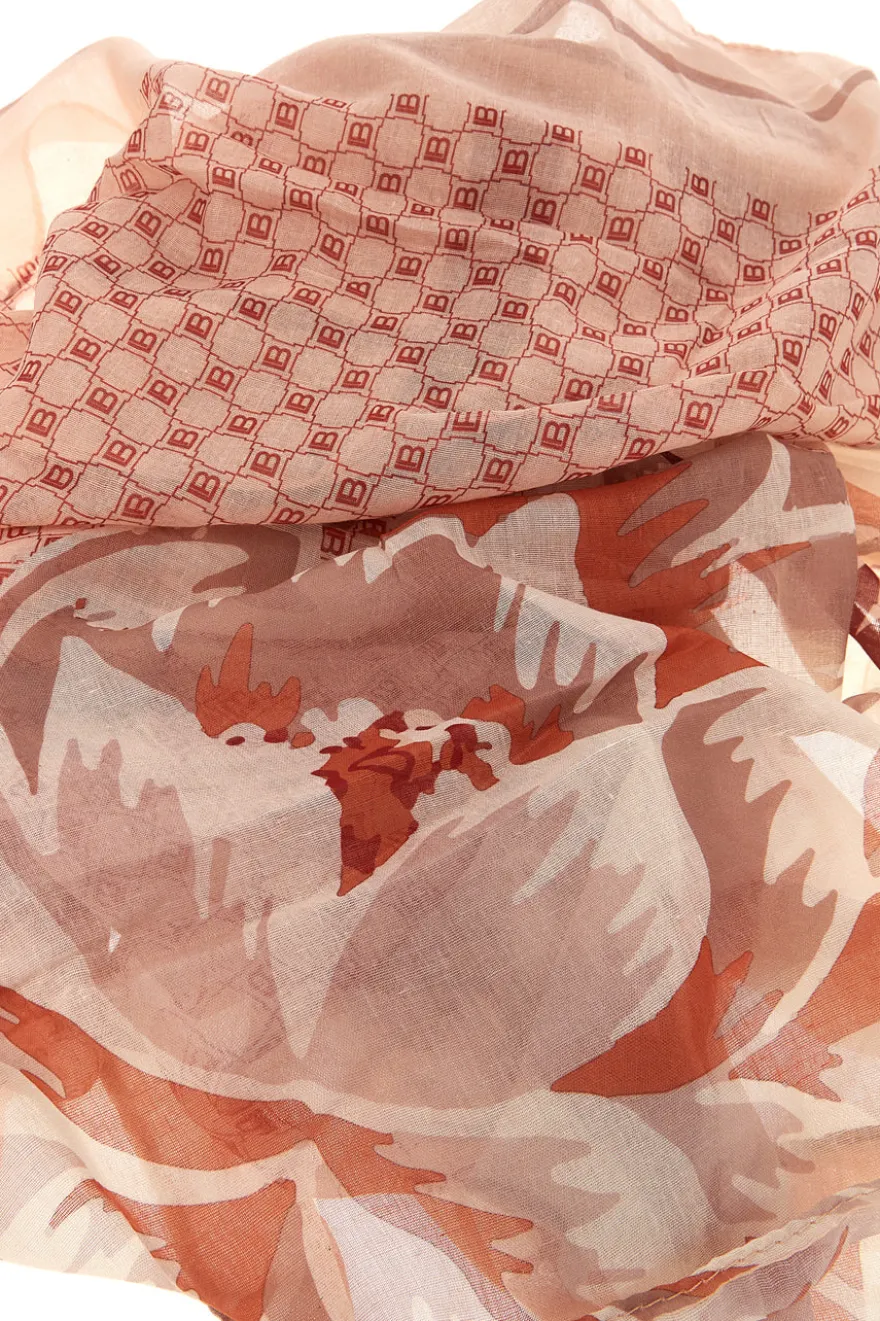 Orangefarbener Schal mit Blumendruck Laura Biagiotti 26s206-06