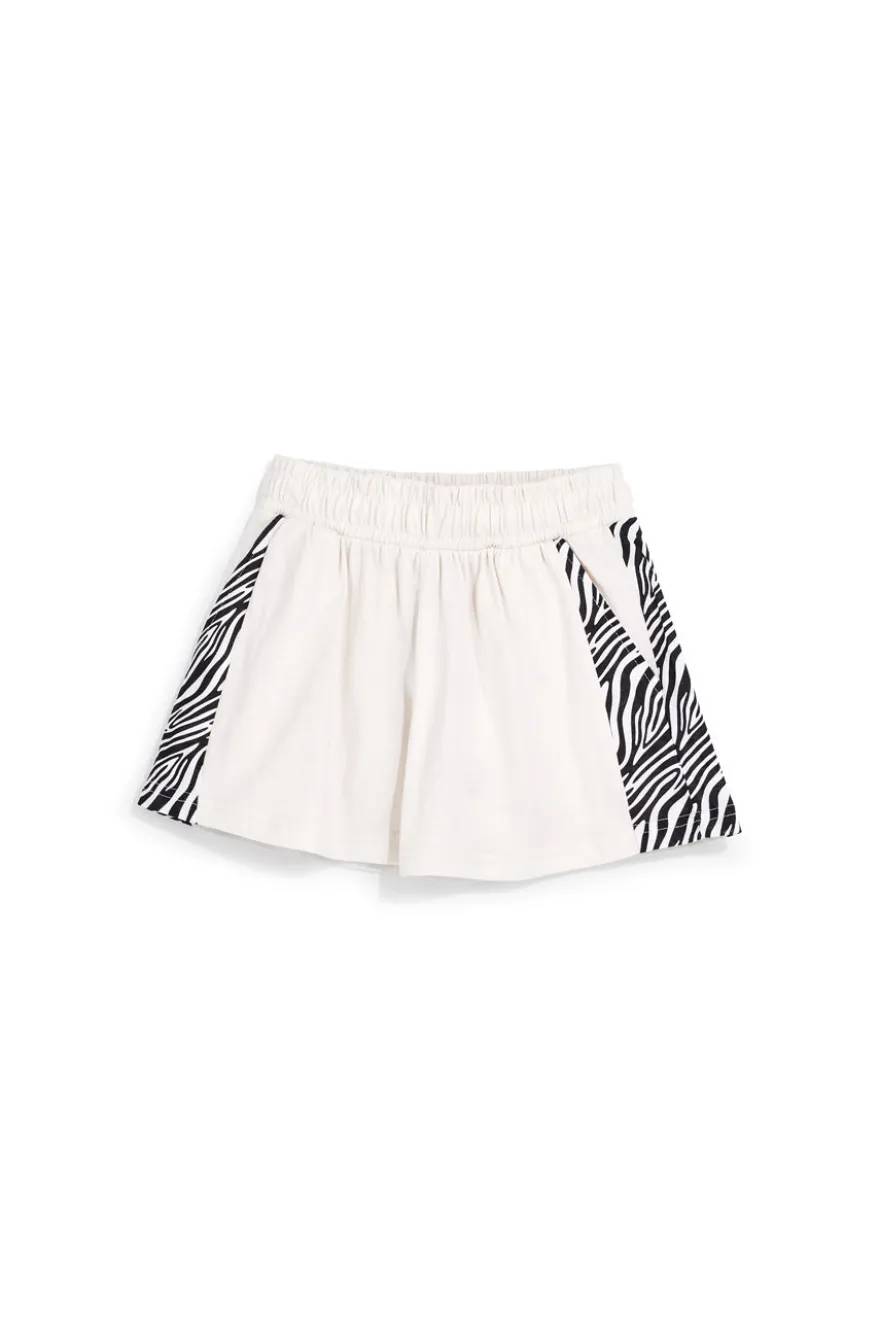 Pantaloncini beige con inserti fantasia zebrata Pitt kids PT-G-SH-9037