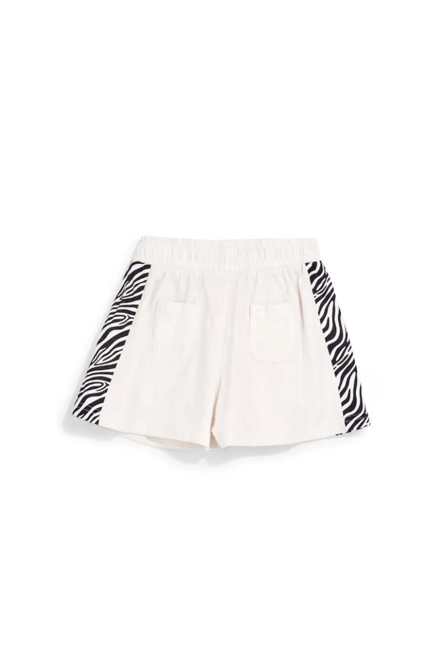 Pantaloncini beige con inserti fantasia zebrata Pitt kids PT-G-SH-9037
