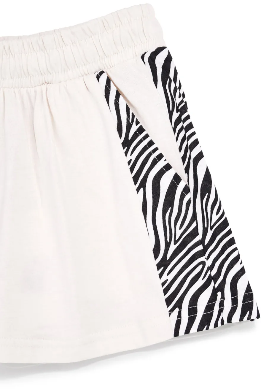 Pantaloncini beige con inserti fantasia zebrata Pitt kids PT-G-SH-9037