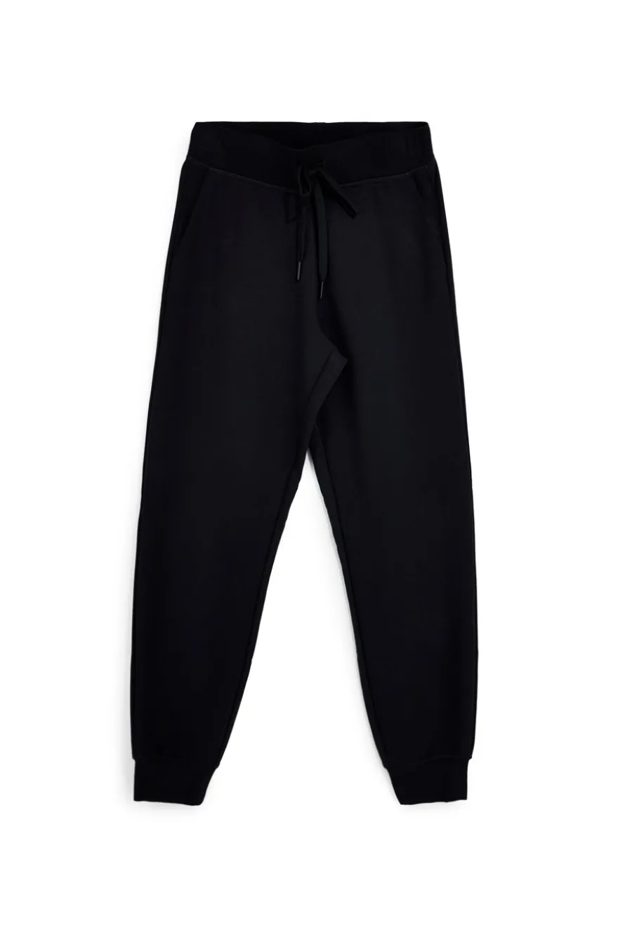 Pantalone Nero in Felpa con Coulisse e Polsini Skechers W03PT49