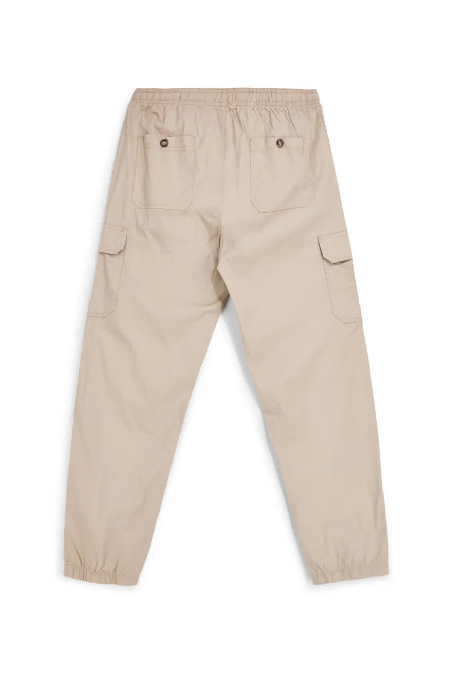 Pantaloni beige con tasche cargo e coulisse Sevenoaks NBY006