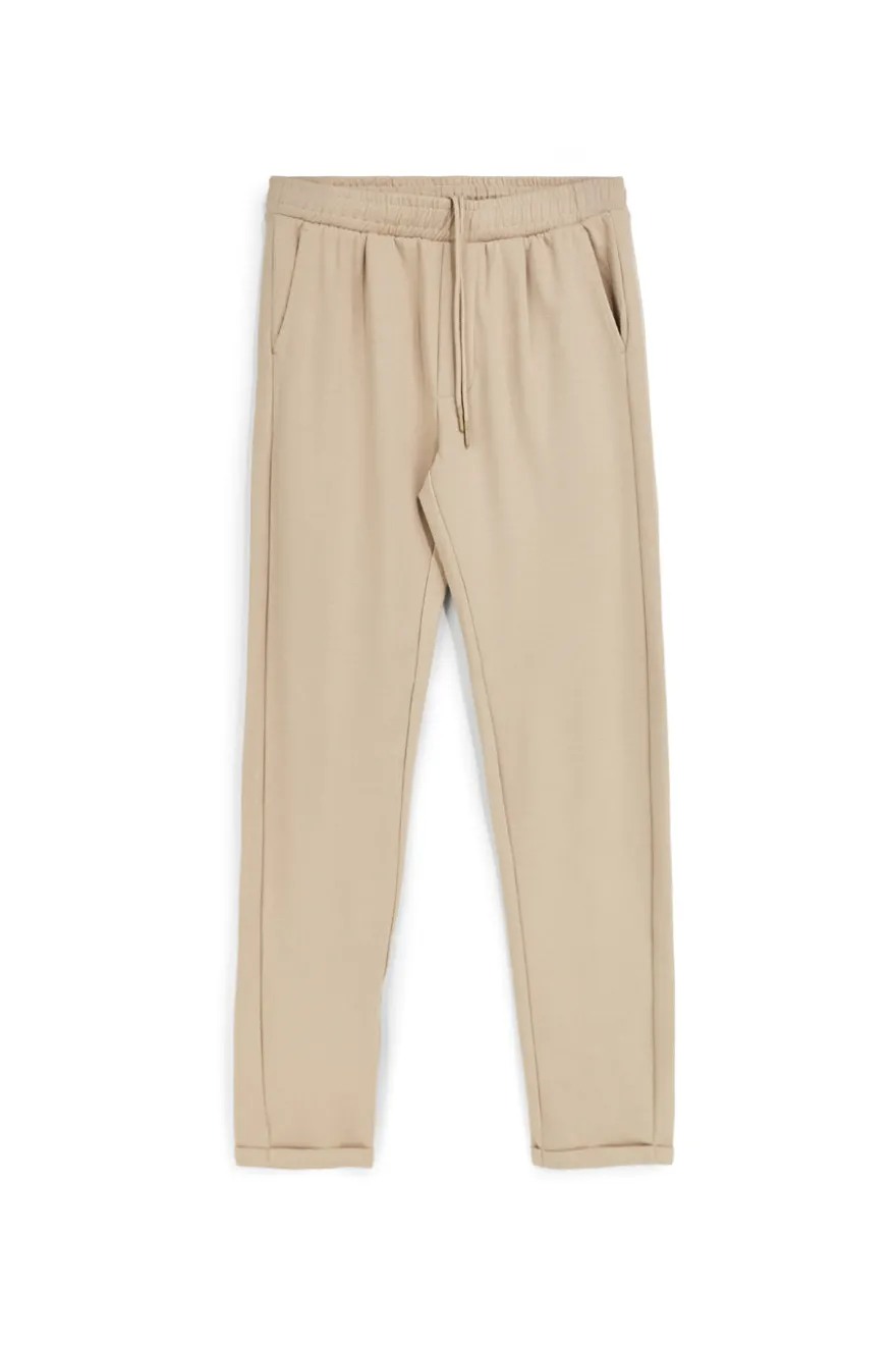 Pantaloni beige tessuto in morbida maglia piqué tasche laterali Pittarello tierra PT-M-T-9077