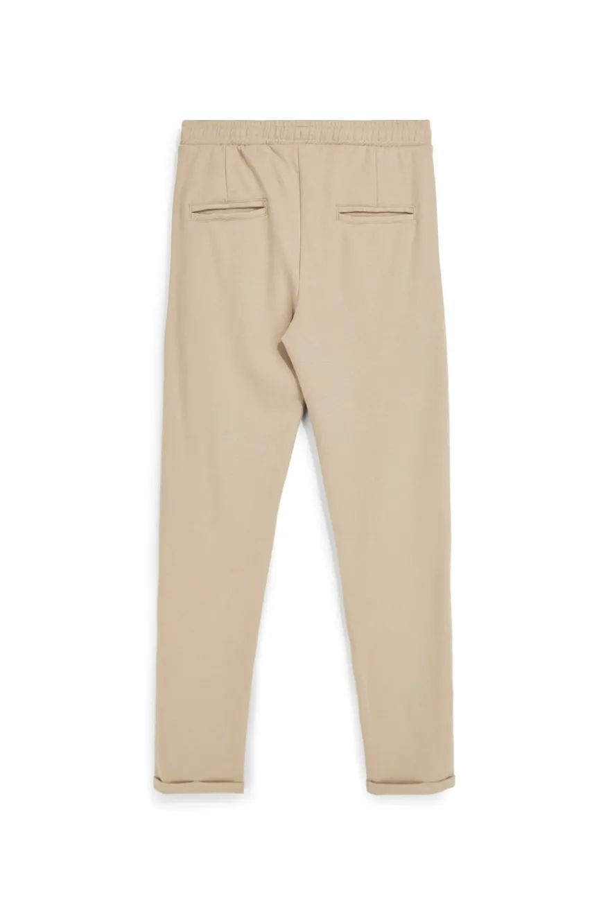 Pantaloni beige tessuto in morbida maglia piqué tasche laterali Pittarello tierra PT-M-T-9077