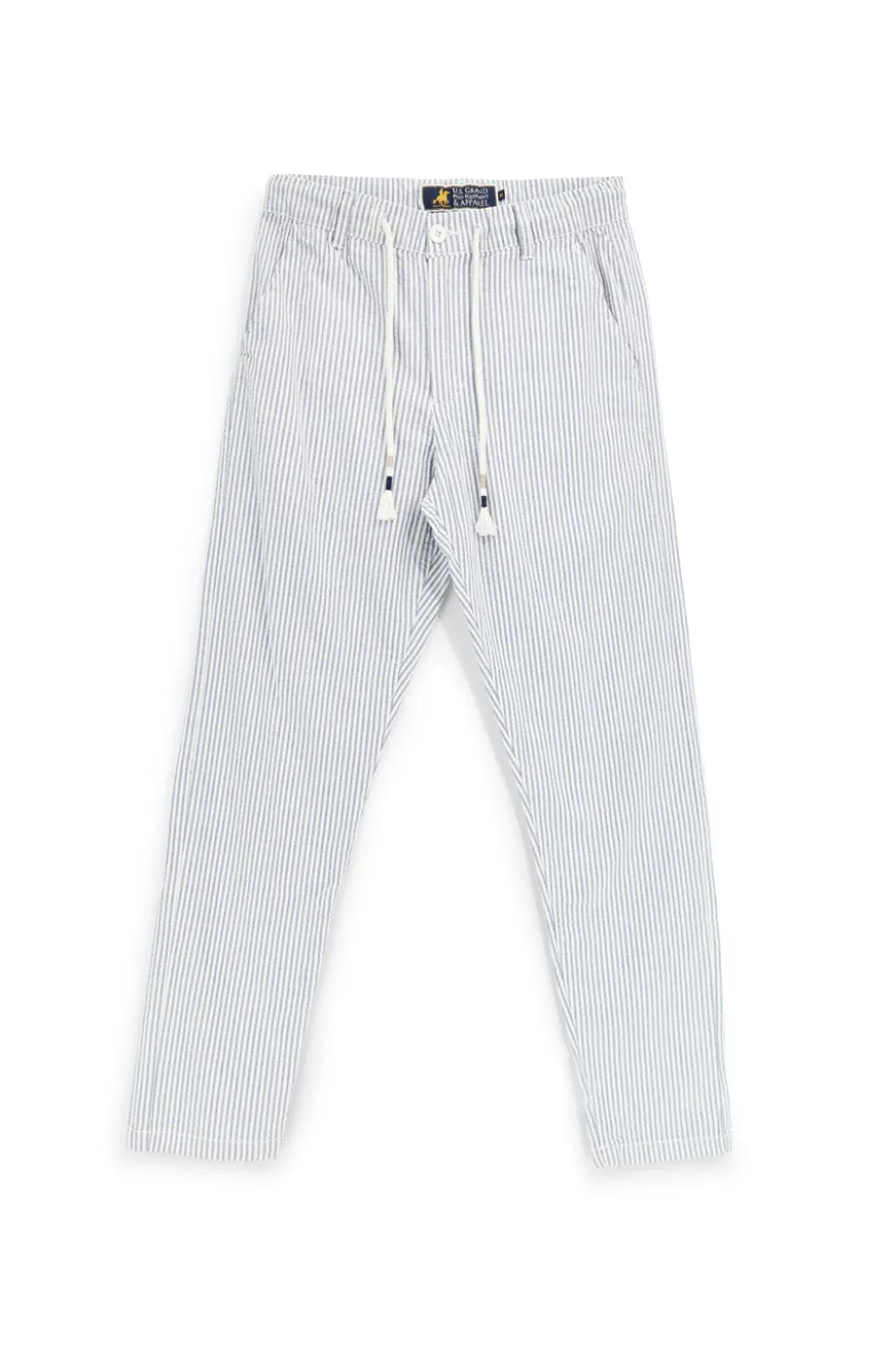 Pantaloni bianco azzurro a righe U.s.grand polo US61104M