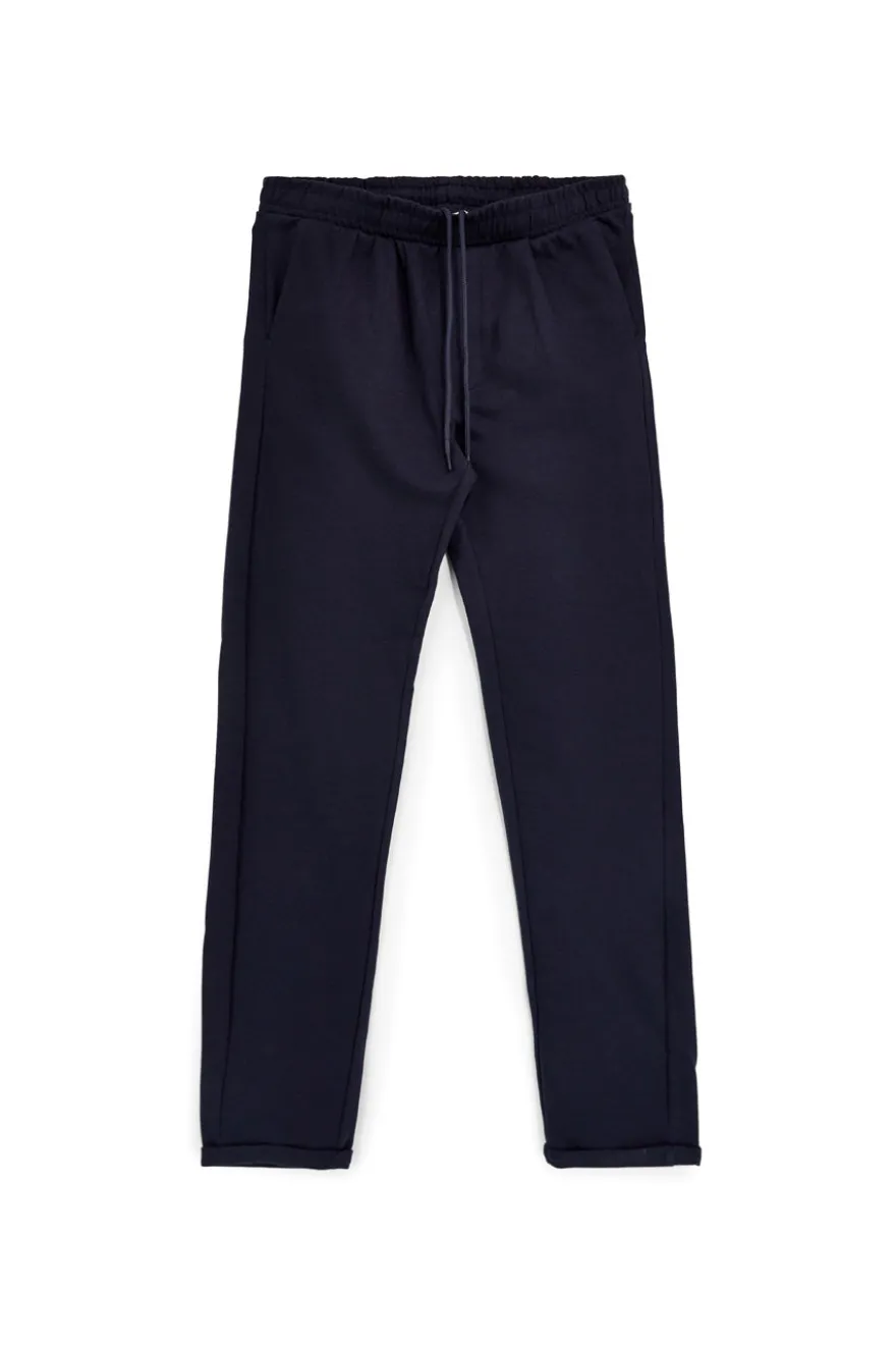 Pantaloni blu tessuto in morbida maglia piqué tinta unita Pittarello tierra PT-M-T-9078