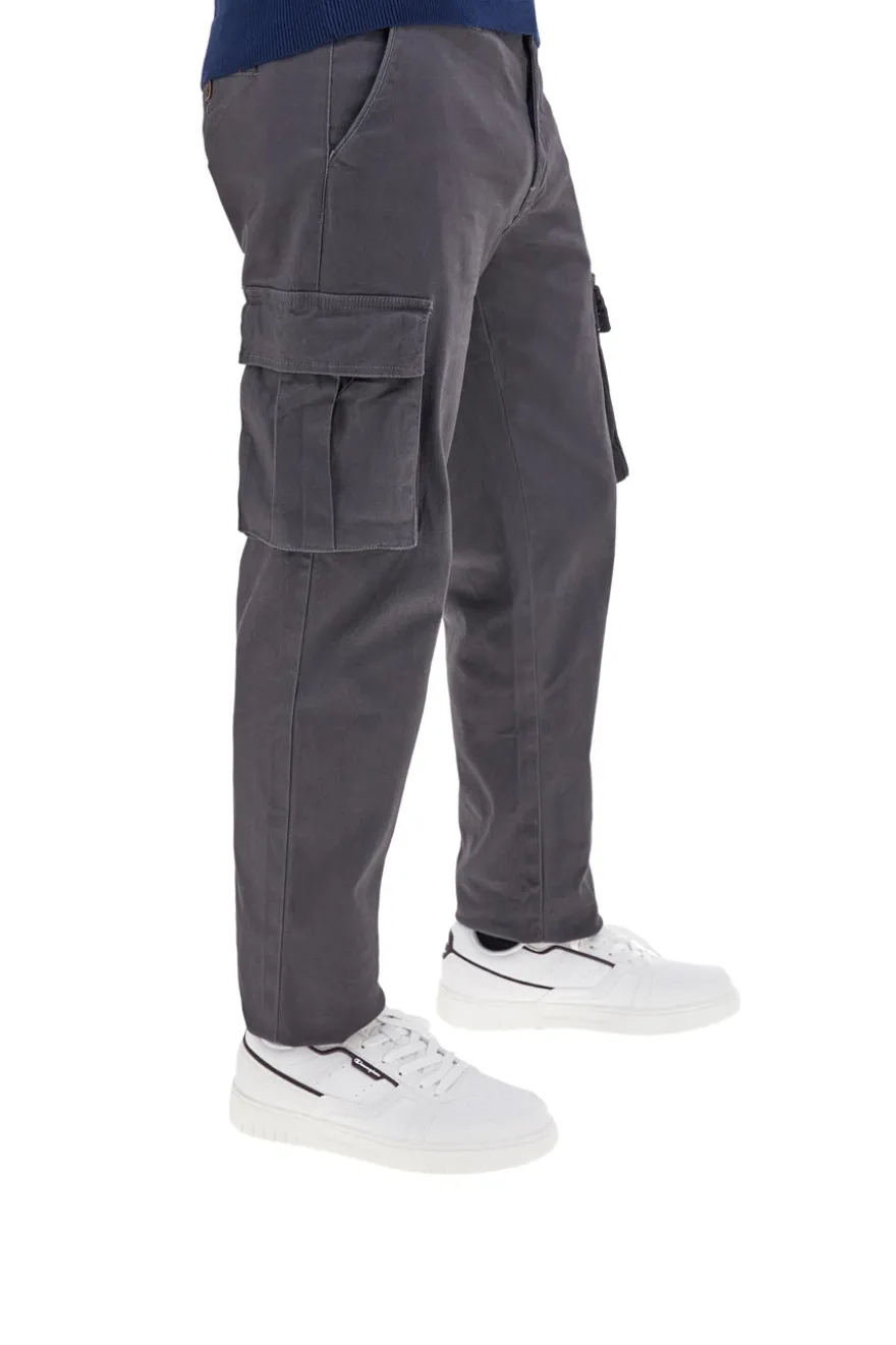 Pantaloni cargo grigi regular fit con tasconi No limits MAPW001W24