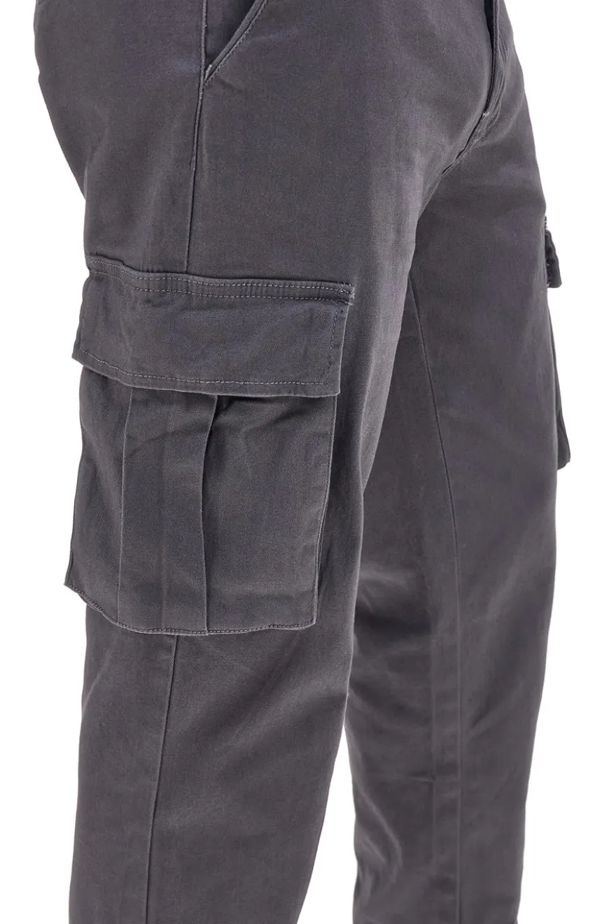 Pantaloni cargo grigi regular fit con tasconi No limits MAPW001W24
