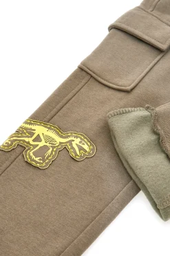 Pantaloni cargo verde militare con patch dinosauro Pitt Kids PT-KP-8002