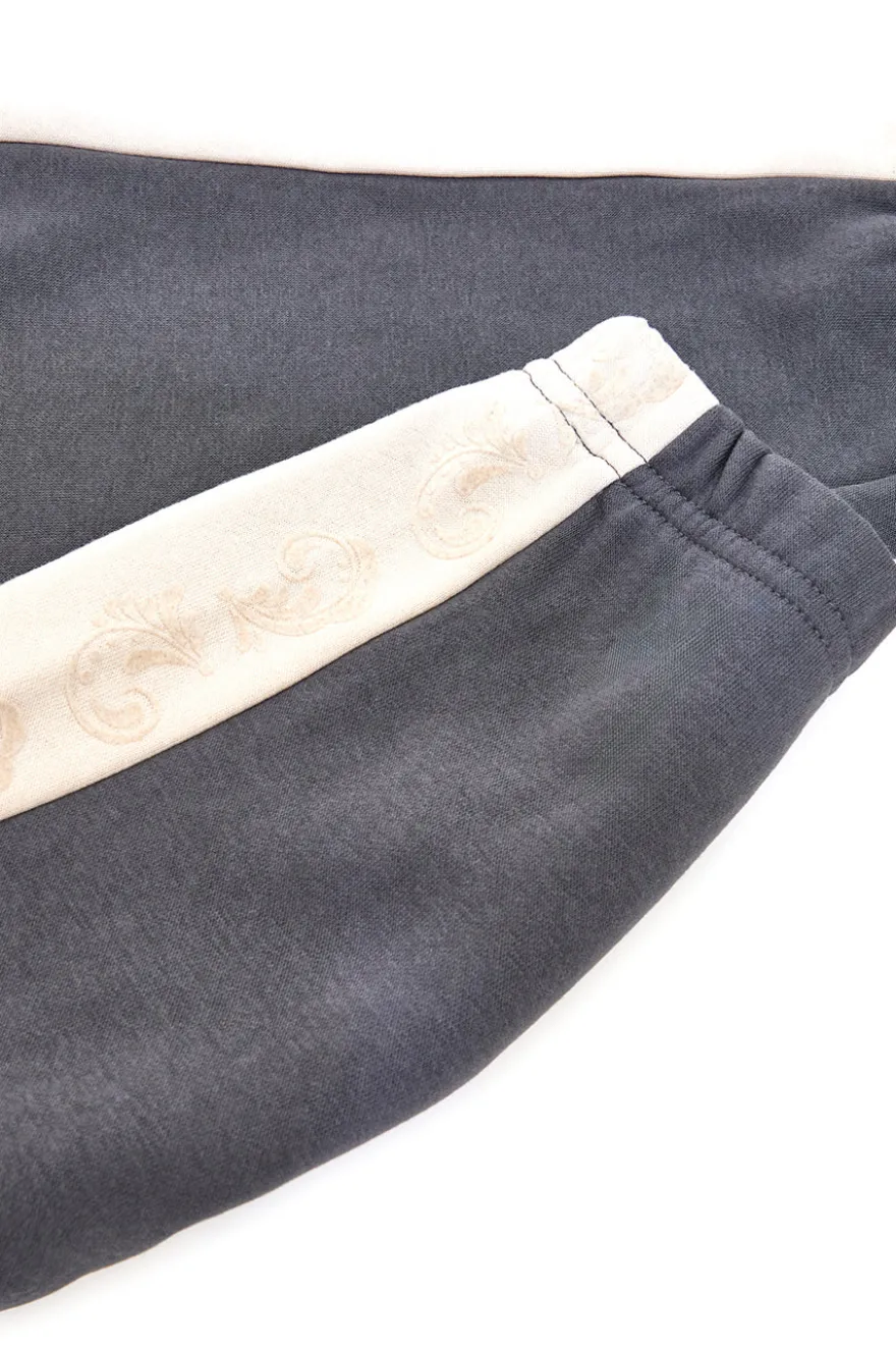Pantaloni grigio antracite con bande laterali e stampa beige Pitt Kids PT-KP-8020
