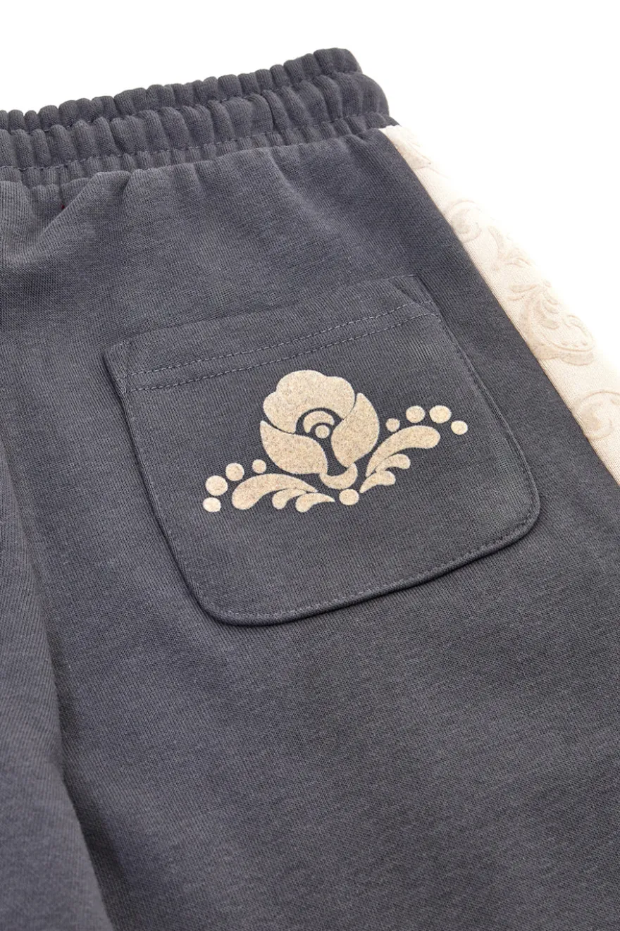 Pantaloni grigio antracite con bande laterali e stampa beige Pitt Kids PT-KP-8020