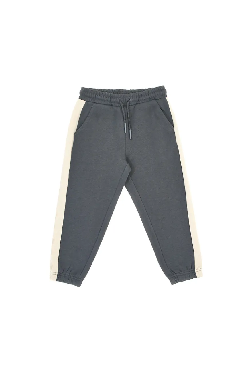 Pantaloni grigio antracite con bande laterali e stampa beige Pitt Kids PT-KP-8020