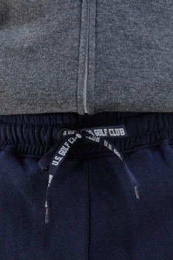 Pantaloni tuta blu in cotone e poliestere con stampa frontale U.S. Golf Club F105