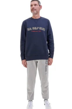 Pantaloni tuta grigi in cotone e poliestere con polsino alla caviglia U.S. Golf Club F105