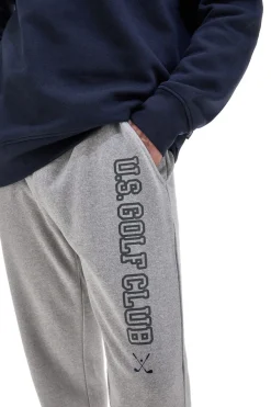 Pantaloni tuta grigi in cotone e poliestere con polsino alla caviglia U.S. Golf Club F105
