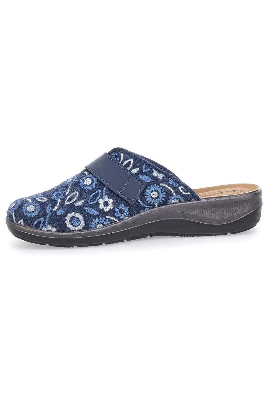 Pantofola blu a fantasia floreale con chiusura a strappo e sottopiede anatomico Inblu 15OD