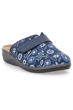 Pantofola blu a fantasia floreale con chiusura a strappo e sottopiede anatomico Inblu 15OD