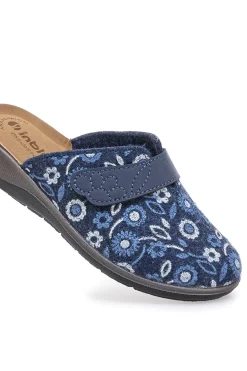 Pantofola blu a fantasia floreale con chiusura a strappo e sottopiede anatomico Inblu 15OD