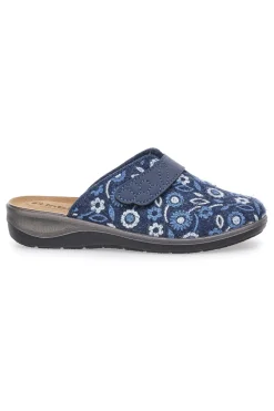 Pantofola blu a fantasia floreale con chiusura a strappo e sottopiede anatomico Inblu 15OD