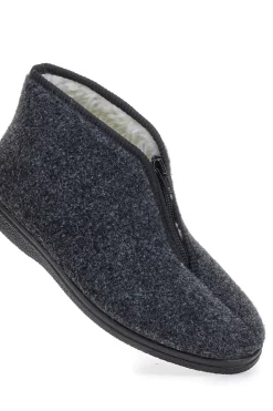Pantofole antracite a stivaletto con zip e interno in pelo Jerpoint CA249